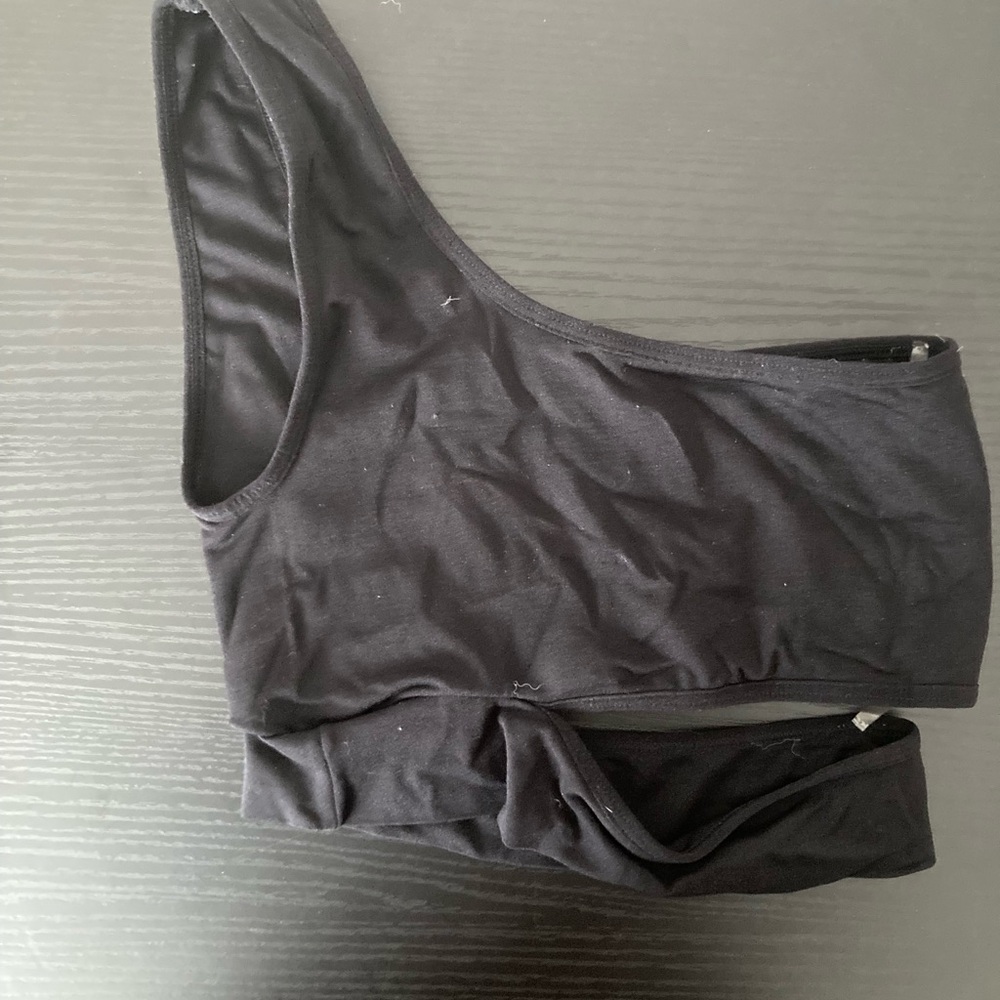 Black One-Shoulder Crop Top